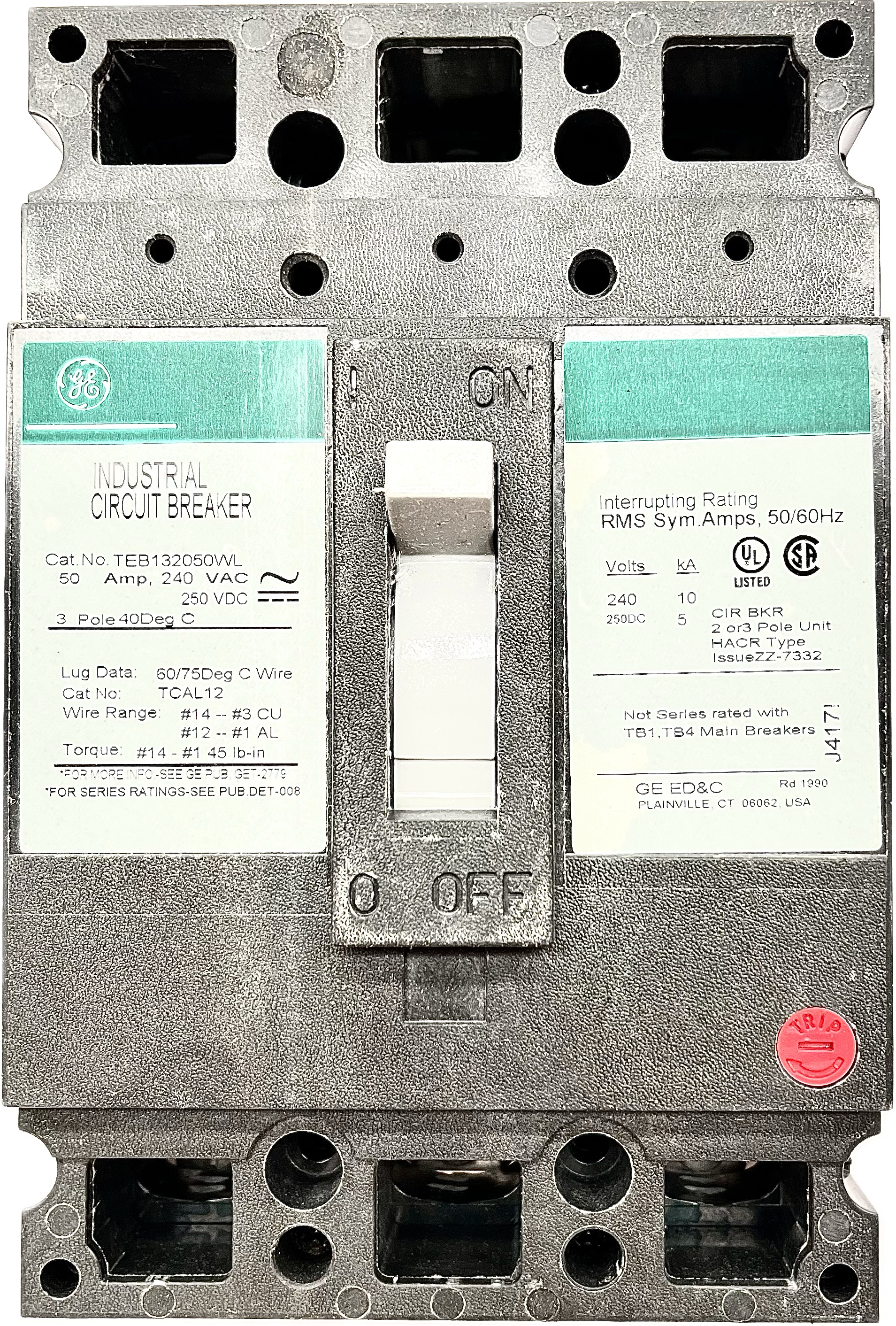 Featured image for “TEB132050WL Interruptor 3P 50A 240V GE”