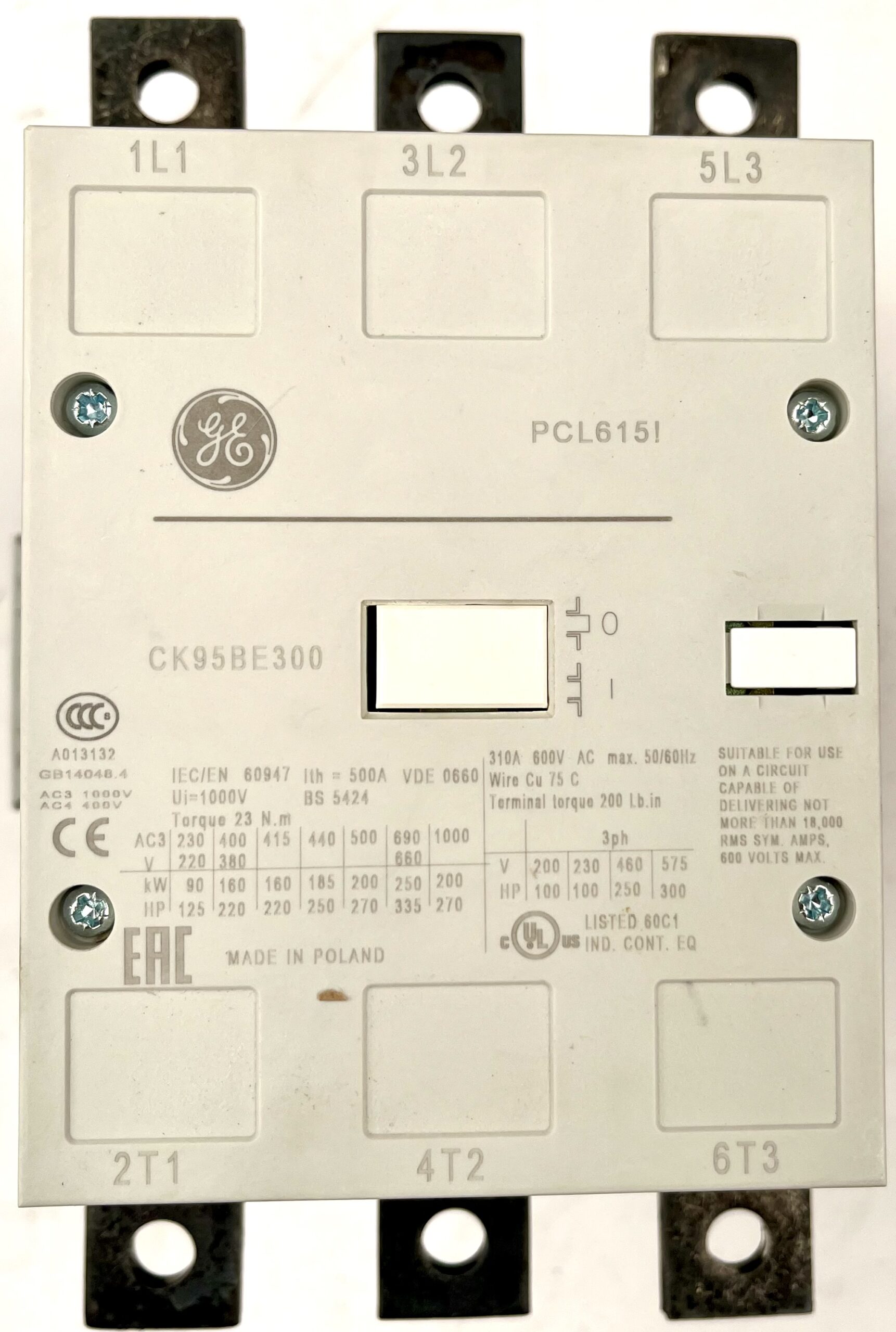 Featured image for “CK95BE311J Contactor 3P 120V 1NA-1NC MARCA GE”