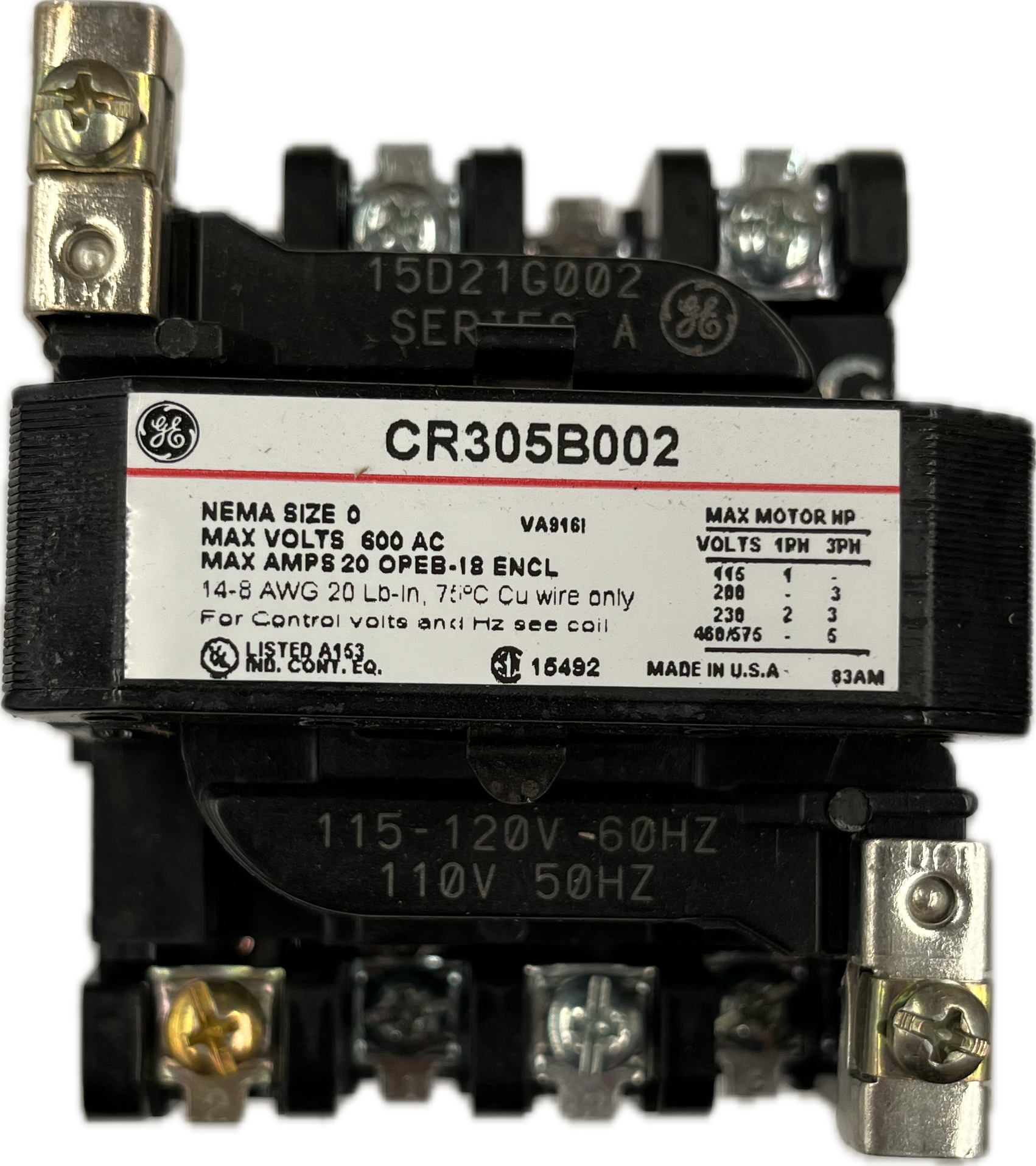 Featured image for “CR305B002 Contactor T-0 120V GE”